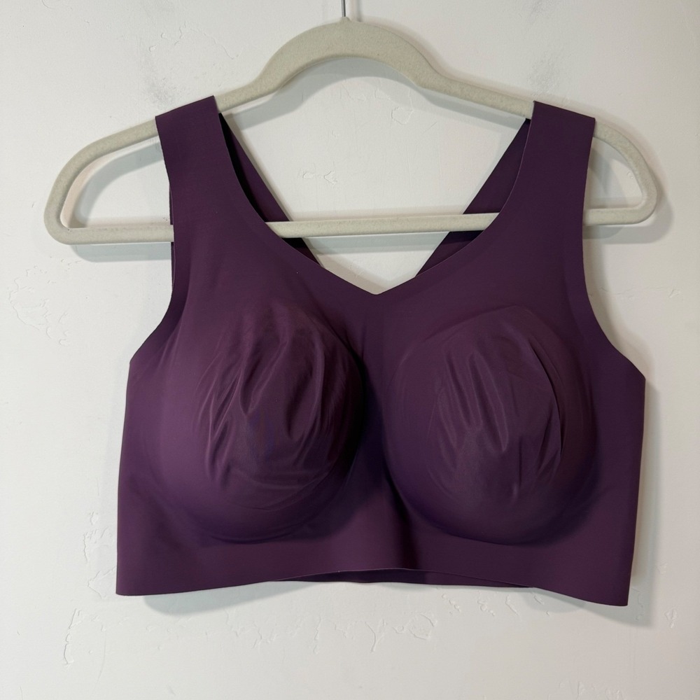 Evelyn & Bobbie Womens Defy Bra 2XL Purple Excellent Seamless Wire-Free Support